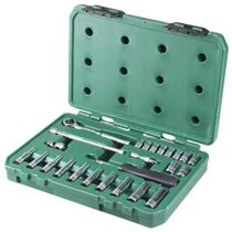 Jogo de Soquetes Sextavados 1/4 pol. 25 Peças em Polegadas Sata