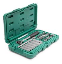 Jogo De Soquetes Sextavados 3/8'' 6 A 19mm Com 23 Peças Sata Jogo De Soquetes Sextavados 3/8'' 6 A 19mm Com 23 Peças Sata