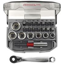 Jogo de Soquetes Sextavados com Catraca 1/4 Pol. CR-V com 23