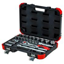 Jogo de Soquetes Sextavados com Encaixe 1/2 Pol. 24 Peças