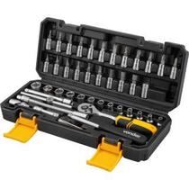 Jogo de Soquetes Sextavados e Ponteiras com Encaixe de 1/4" 4 mm a 14 mm com Catraca - 46 Peças - VONDER