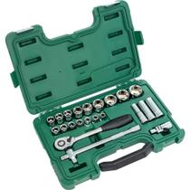 Jogo de Soquetes Sextavados, Encaixe de 1/2", com 23 Peças, St09005sj, Sata OstenVonder Jogo de Soquetes Sextavados, Encaixe de 1/2", com 23 Peças, St09005sj, Sata OstenVonder