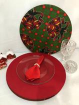 Jogo De Sousplat Natalino 4 Peças Completos Estampa Natal 2