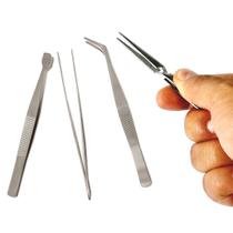Jogo De Super Pinças Precisão Aço Inoxidável Com 4 Peças