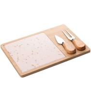 Jogo De Tabua 17x25x2cm 4 Peças Para Queijo Com Bandeja De Bambu E Tabua Terrazo - LYOR