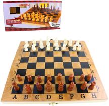 Jogo de Tabuleiro 3 em 1 Xadrez, Damas e Gamão,Tabuleiro Dobrável em Madeira Peças Portáteis