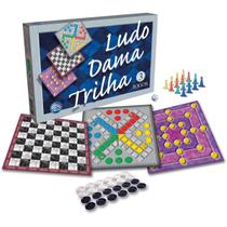 Jogo de Tabuleiro 3 Jogos Ludo Dama e Trilha