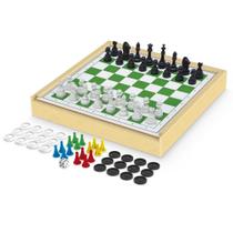JOGO de tabuleiro 4 EM 1 - Junges- Dama, Xadrez, Trilha e Ludo - JG718