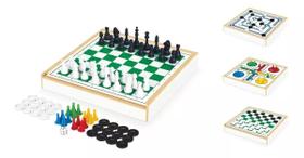 Jogo De Tabuleiro 4 Em 1 Xadrez, Damas, Ludo E Trilha Junges 718 Jogo De Tabuleiro 4 Em 1 Xadrez, Damas, Ludo E Trilha Junges 718