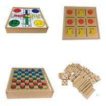 Jogo De Tabuleiro 4em1 Dama Jogo Da Velha Dominó Ludo - Zaramela Brinquedos