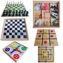 Jogo De Tabuleiro 5 Em 1 Brinquedo Educativo De Madeira