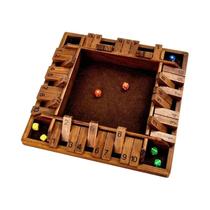 Jogo De Tabuleiro Clássico Shut-The-Box De Madeira Versão De Mesa Com 4 Lados E 2 Dados