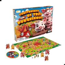 Jogo de tabuleiro construindo com os tres porquinhos
