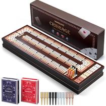 Jogo de tabuleiro Cribbage VAMSLOVE atualizado de madeira com 4 faixas Jogo de tabuleiro Cribbage VAMSLOVE atualizado de madeira com 4 faixas