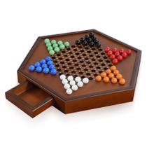 Jogo de tabuleiro de damas chinês YunRui Large Wooden W/ Mármores