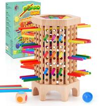 Jogo de tabuleiro de madeira Montessori Kerplunk com 36 palitos coloridos