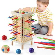 Jogo de tabuleiro de madeira Pinshoon Montessori Math Educational 3+