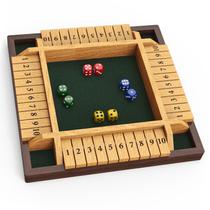 Jogo de tabuleiro de madeira Shut The Box Game Canyave para 4 jogadores