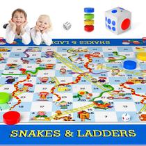 Jogo de tabuleiro DY-GO Big Snake and Ladder para crianças e adultos +3 anos