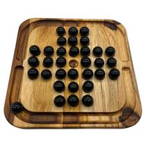 Jogo de Tabuleiro Educativo Resta Um de Madeira Teca