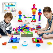 Jogo de tabuleiro Geokay 4 em 1 Family Fast 3D Shape Puzzle 120 unidades