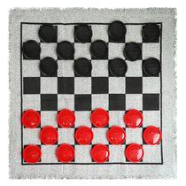 Jogo de tabuleiro Giant Checkers SEETOOOGAMES Tapete reversível 3 em 1