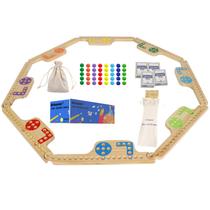 Jogo de tabuleiro Grhonior Marbles and Jokers Pine Wood com 40 bolinhas