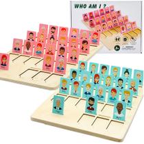 Jogo de tabuleiro Guess Who Am I Guessing Game Wooden Kids 3-8 Anos