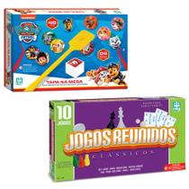 Jogo de Tabuleiro Jogos Reunidos 10 em 1 + Tapa na Mesa Patrulha Canina - NIG
