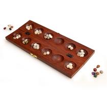 Jogo de tabuleiro Mancala Sterling Games Wooden Cherry com pedras reais Jogo de tabuleiro Mancala Sterling Games Wooden Cherry com pedras reais
