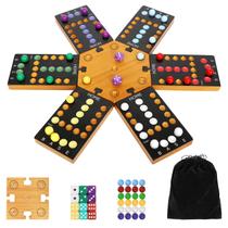 Jogo de tabuleiro Marble Plusvivo Wooden para 4-6 jogadores com bolinhas de gude