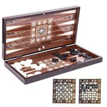 Jogo de tabuleiro PARK & OZ Pearl Premium, conjunto turco de gamão e xadrez de 48 cm