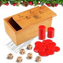 Jogo de tabuleiro Realspring Penny Dice Games Family com caixa de madeira