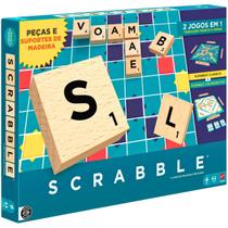 Jogo de Tabuleiro Scrabble Core Madeira 2 em 1 JLJ55 Mattel