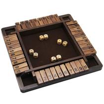 Jogo de Tabuleiro Shut The Box em Madeira - 4 Jogadores - 30cm