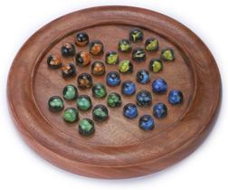 Jogo de tabuleiro solitário de madeira Ajuny Classic com bolinhas de 4 cores