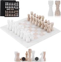 Jogo de Tabuleiro SPESHSTONES Conjunto de Xadrez de Mármore 30 cm para Viagem Jogo de Tabuleiro SPESHSTONES Conjunto de Xadrez de Mármore 30 cm para Viagem