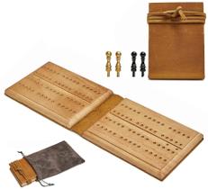 Jogo de tabuleiro Travel Cribbage Jeereal Leather & Bamboo Wood Jogo de tabuleiro Travel Cribbage Jeereal Leather & Bamboo Wood