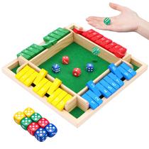 Jogo de Tabuleiro URYAZO Shut The Box de Madeira para 4 Jogadores com 8 Dados