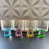Jogo de taça de vidro colorido rosa amarelo verde azul kit conjunto taças copos para cozinha água vinho presente taca