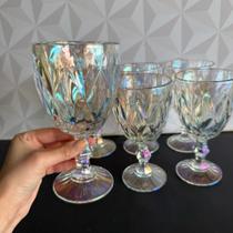 Jogo de taça de vidro furta cor com 6 peças 300ml para água vinho suco kit taças conjunto