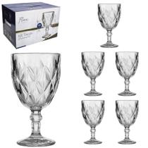 Jogo De Taça De Vidro Para Água / Vinho Diamond Flux Com 6 Peças 330ml