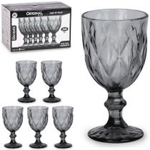 Jogo De Taca De Vidro Para Água / Vinho luxo Fume Diamante Com 6 Peças 260ml
