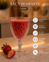 Jogo De Taca De Vidro Para Vinho Água Diamante Com 6 Peças 340ml - ORIGINAL LINE