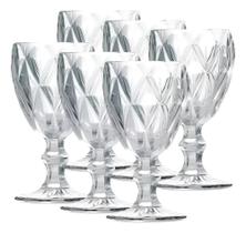 Jogo De Taca De Vidro Para Vinho Água Diamante Com 6 Peças 340ml - ORIGINAL LINE