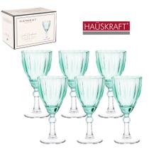 Jogo de taca de vidro para vinho / agua dominic verde hauskraft premium 6 pecas 275ml