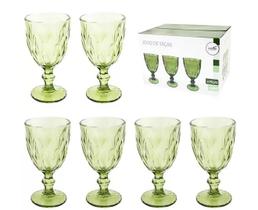 Jogo de taca de vidro para vinho / agua verde claro 6 pecas 330ml - CASITA Jogo de taca de vidro para vinho / agua verde claro 6 pecas 330ml - CASITA