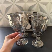 Jogo de taça de vidro preta com 4 peças 300ml Diamond kit conjunto preto taca copo de cozinha presente taças suco água Jogo de taça de vidro preta com 4 peças 300ml Diamond kit conjunto preto taca copo de cozinha presente taças suco água