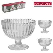 Jogo de Taça de Vidro Redonda para Sobremesa Arya Hauskraft com 3 Peças 200 ml