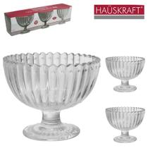 Jogo de Taça de Vidro Redonda para Sobremesa Arya Hauskraft com 3 Peças 200 ml